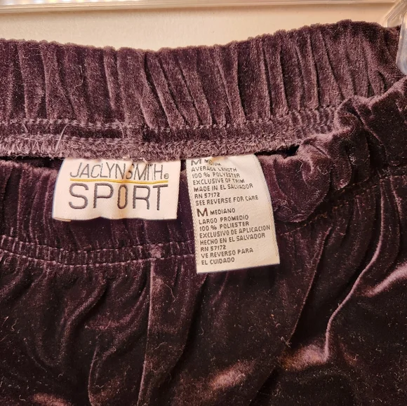 Jaclyn Smith Sport Velvet Velour Vintage Jogger Pants - Picture 5 of 5